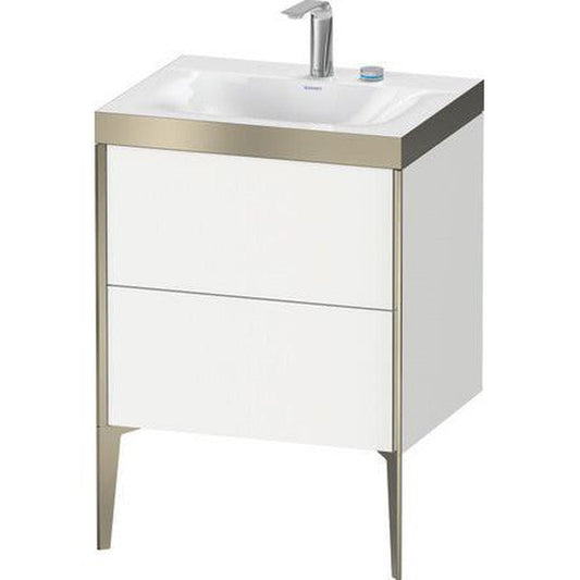Duravit XViu 24" x 24" x 19" Two Drawer C-Bonded Floorstanding Vanity Kit With Two Tap Holes, White (XV4709EB118P)