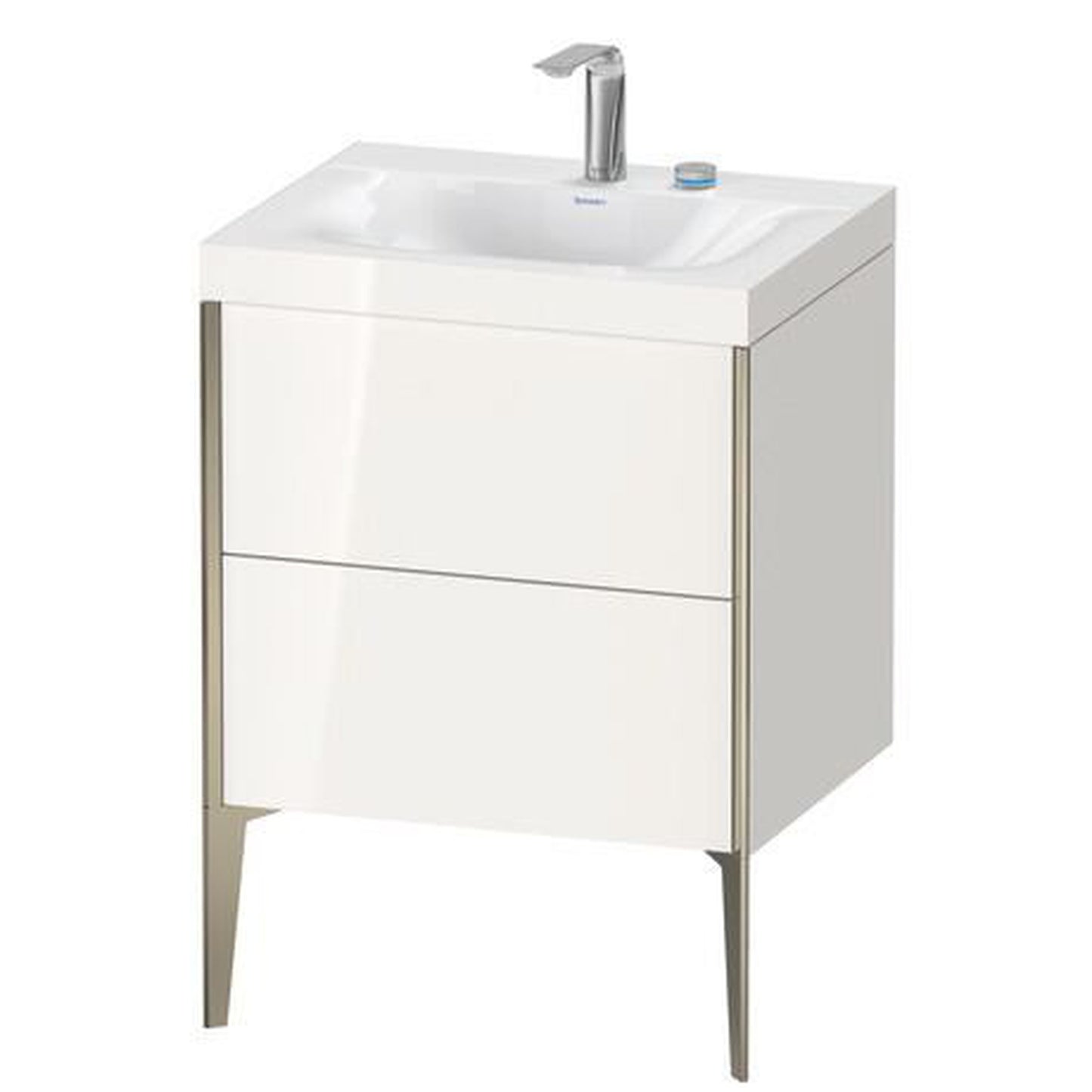 Duravit XViu 24" x 24" x 19" Two Drawer C-Bonded Floorstanding Vanity Kit With Two Tap Holes, White (XV4709EB122C)