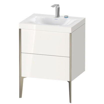 Duravit XViu 24" x 24" x 19" Two Drawer C-Bonded Floorstanding Vanity Kit With Two Tap Holes, White (XV4709EB122C)