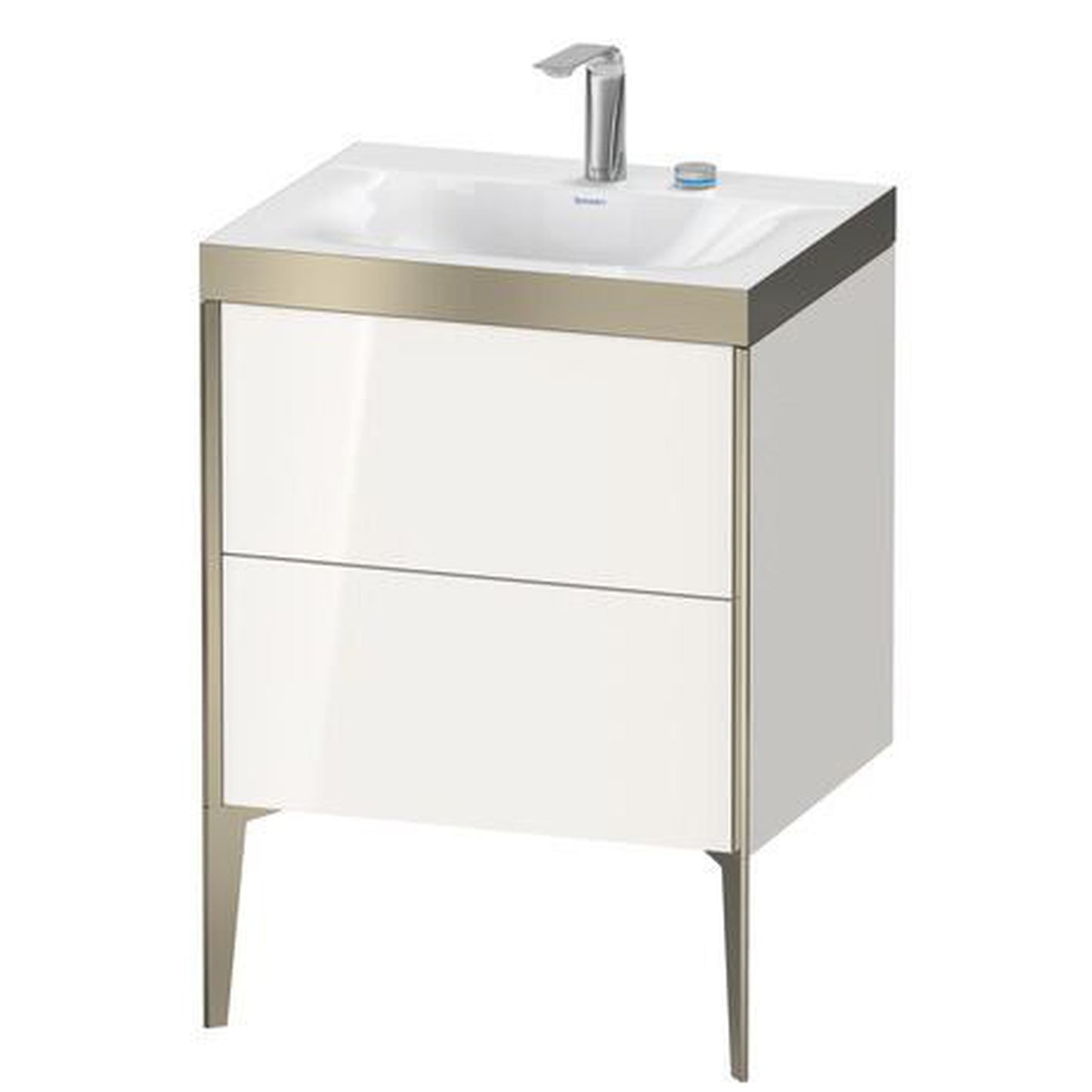Duravit XViu 24" x 24" x 19" Two Drawer C-Bonded Floorstanding Vanity Kit With Two Tap Holes, White (XV4709EB122P)