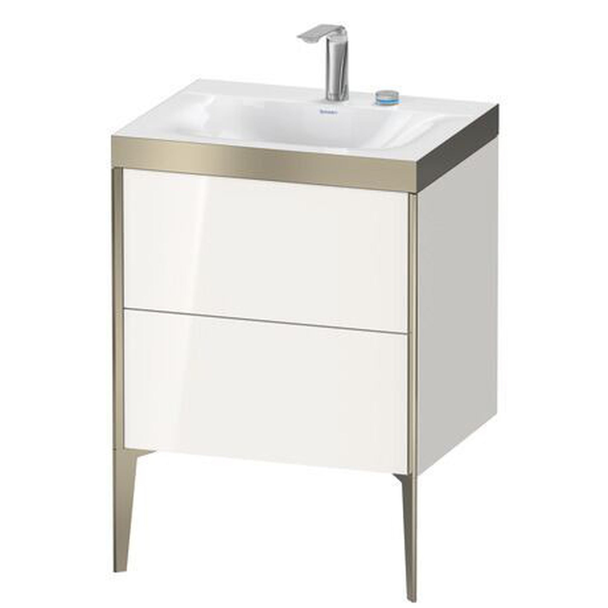 Duravit XViu 24" x 24" x 19" Two Drawer C-Bonded Floorstanding Vanity Kit With Two Tap Holes, White (XV4709EB122P)