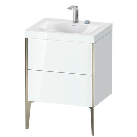 Duravit XViu 24" x 24" x 19" Two Drawer C-Bonded Floorstanding Vanity Kit With Two Tap Holes, White (XV4709EB185C)
