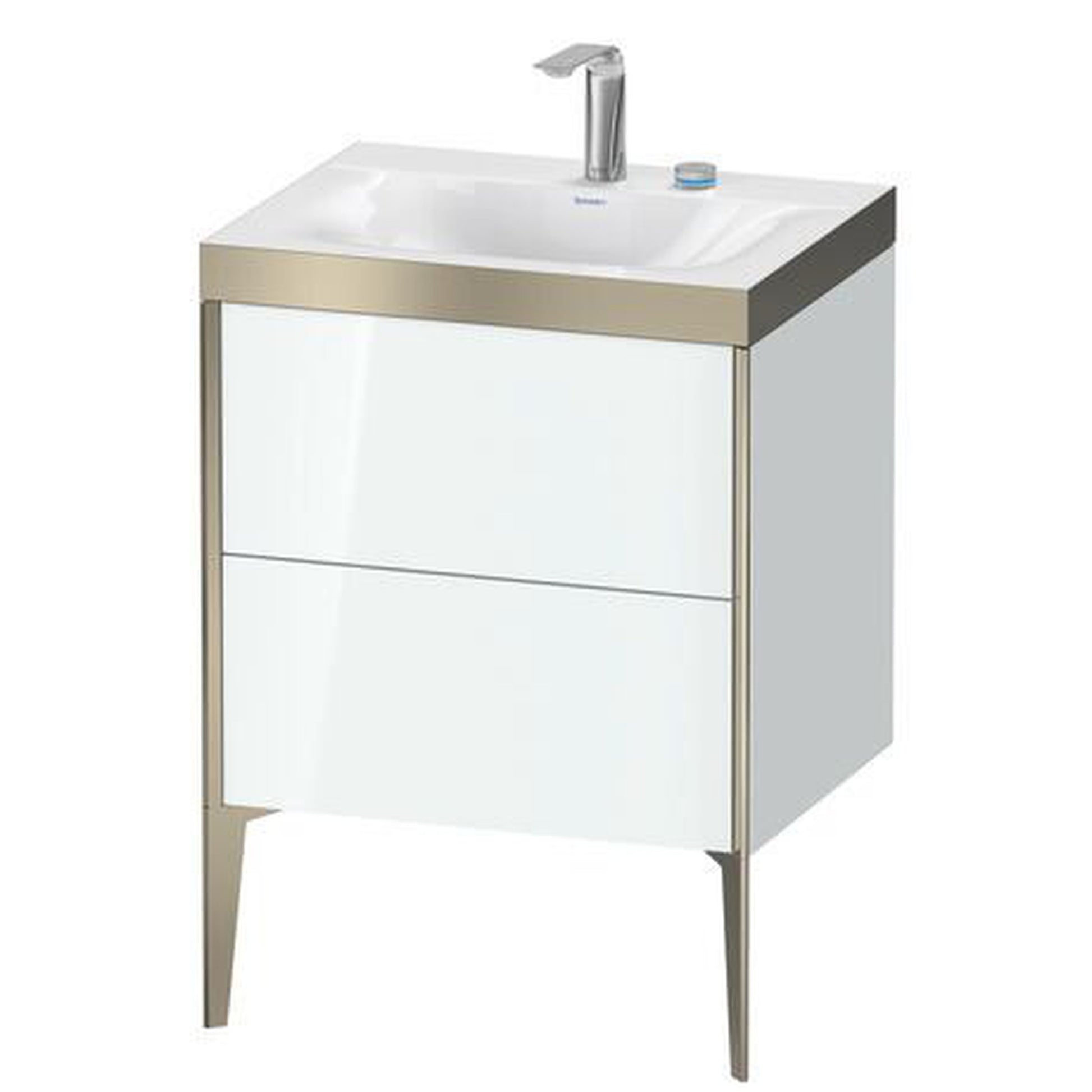 Duravit XViu 24" x 24" x 19" Two Drawer C-Bonded Floorstanding Vanity Kit With Two Tap Holes, White (XV4709EB185P)