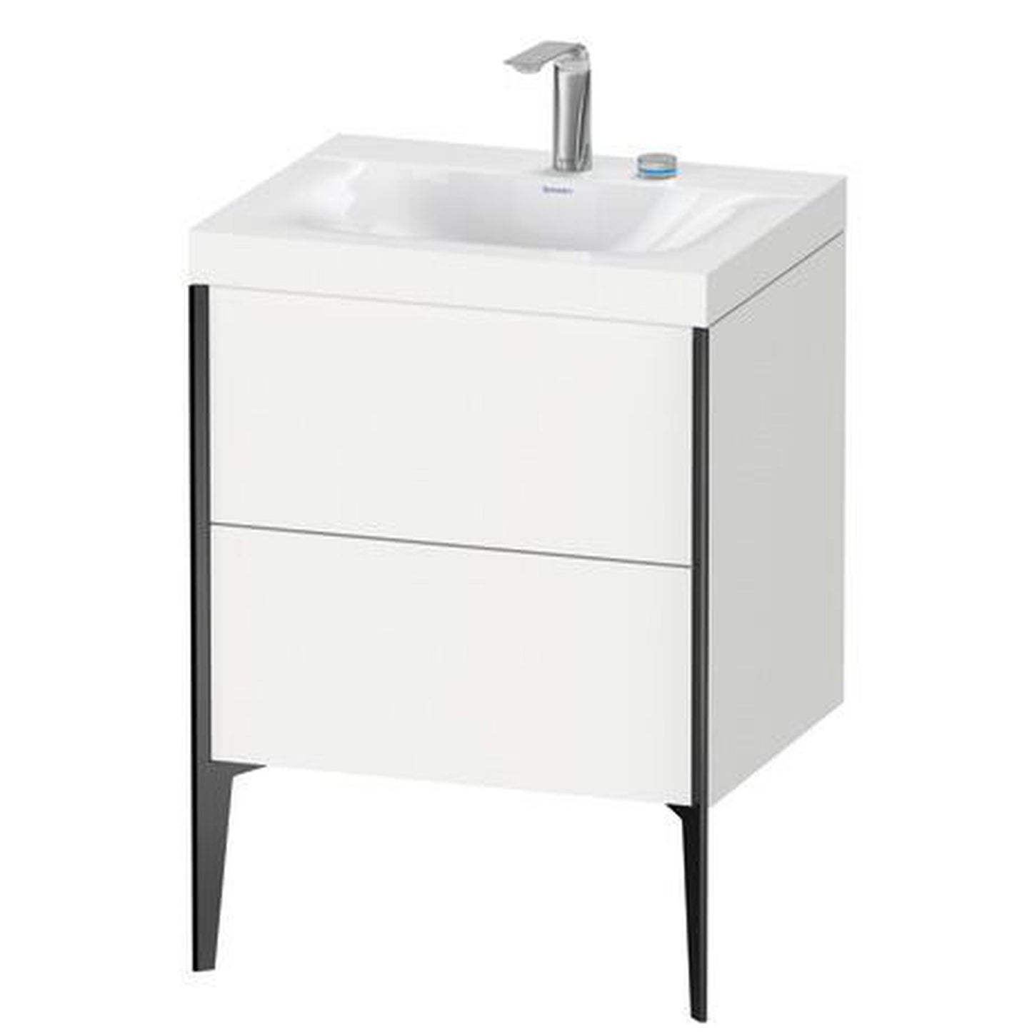 Duravit XViu 24" x 24" x 19" Two Drawer C-Bonded Floorstanding Vanity Kit With Two Tap Holes, White (XV4709EB218C)