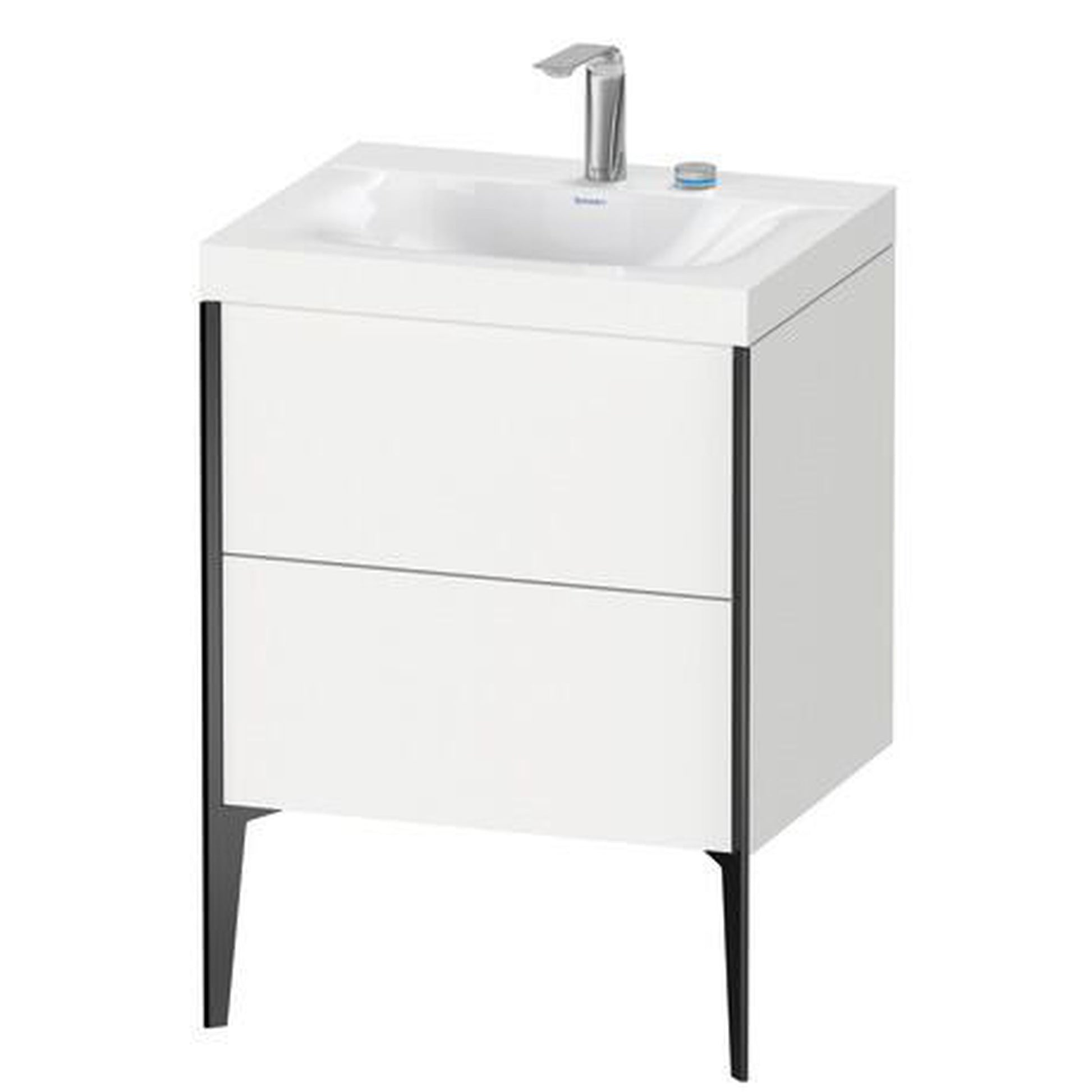 Duravit XViu 24" x 24" x 19" Two Drawer C-Bonded Floorstanding Vanity Kit With Two Tap Holes, White (XV4709EB218C)