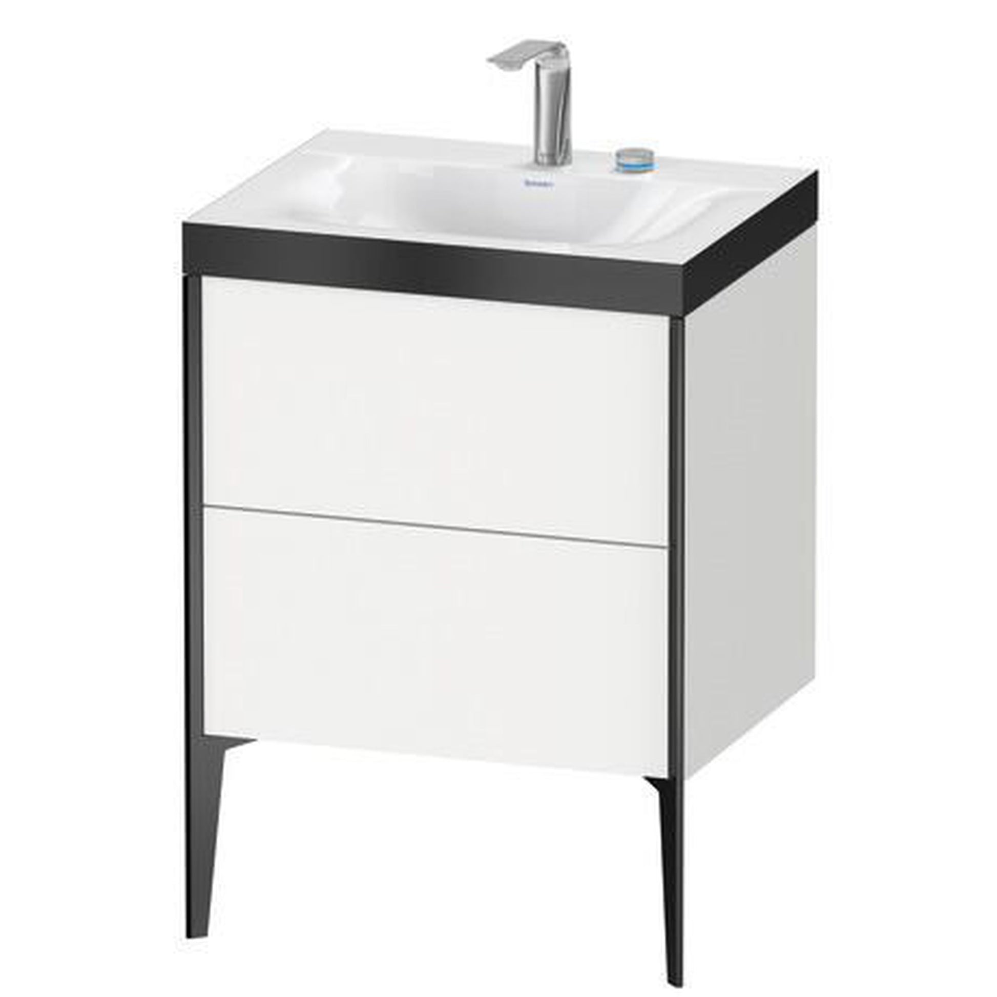 Duravit XViu 24" x 24" x 19" Two Drawer C-Bonded Floorstanding Vanity Kit With Two Tap Holes, White (XV4709EB218P)