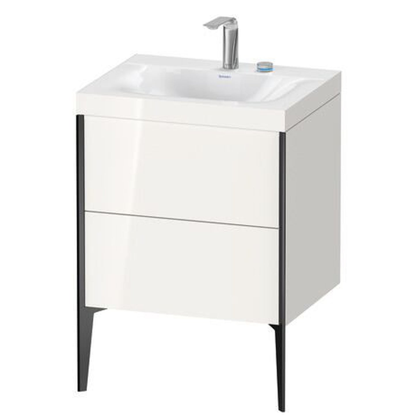 Duravit XViu 24" x 24" x 19" Two Drawer C-Bonded Floorstanding Vanity Kit With Two Tap Holes, White (XV4709EB222C)