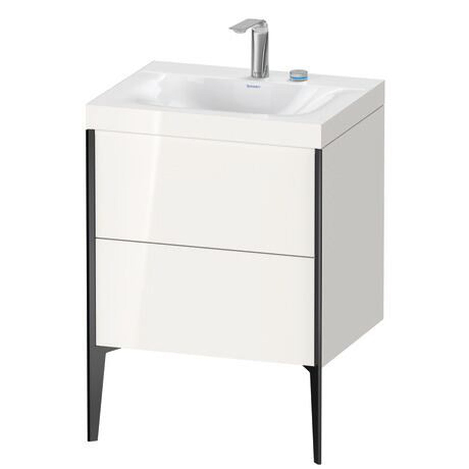 Duravit XViu 24" x 24" x 19" Two Drawer C-Bonded Floorstanding Vanity Kit With Two Tap Holes, White (XV4709EB222C)