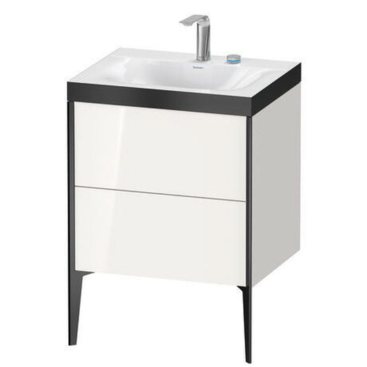 Duravit XViu 24" x 24" x 19" Two Drawer C-Bonded Floorstanding Vanity Kit With Two Tap Holes, White (XV4709EB222P)