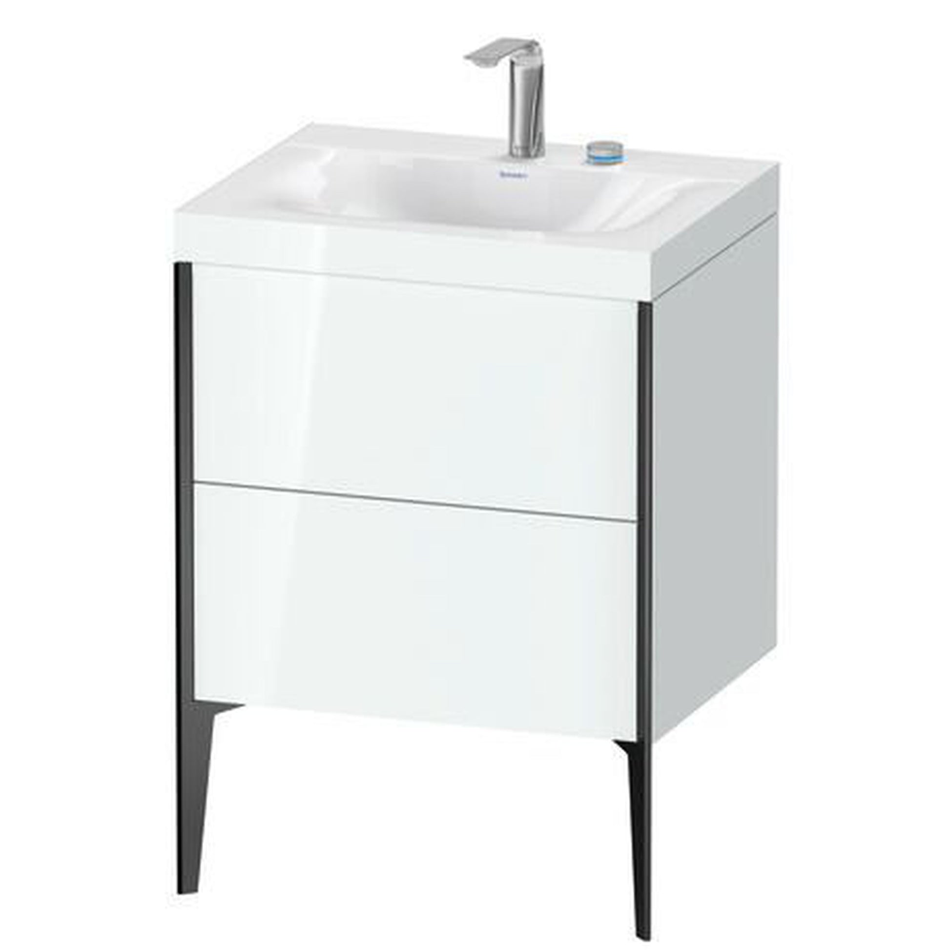Duravit XViu 24" x 24" x 19" Two Drawer C-Bonded Floorstanding Vanity Kit With Two Tap Holes, White (XV4709EB285C)