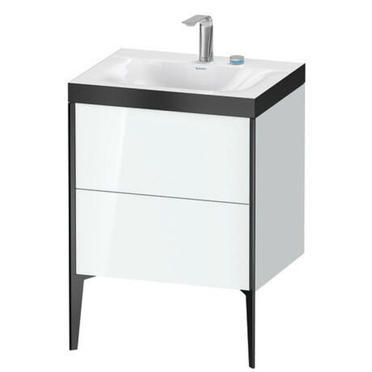 Duravit XViu 24" x 24" x 19" Two Drawer C-Bonded Floorstanding Vanity Kit With Two Tap Holes, White (XV4709EB285P)