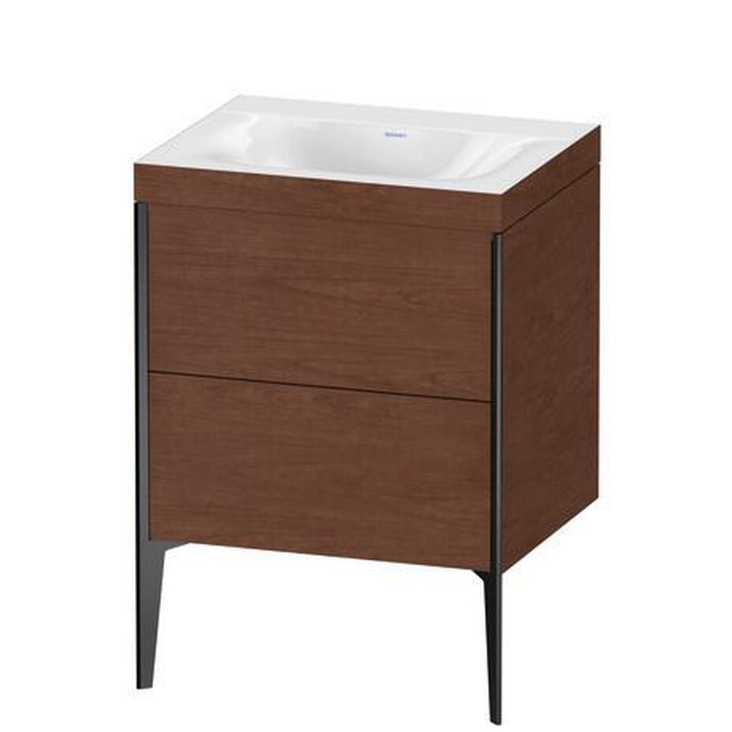 Duravit XViu 24" x 24" x 19" Two Drawer C-Bonded Floorstanding Vanity Kit Without Tap Hole, American Walnut (XV4709NB213C)