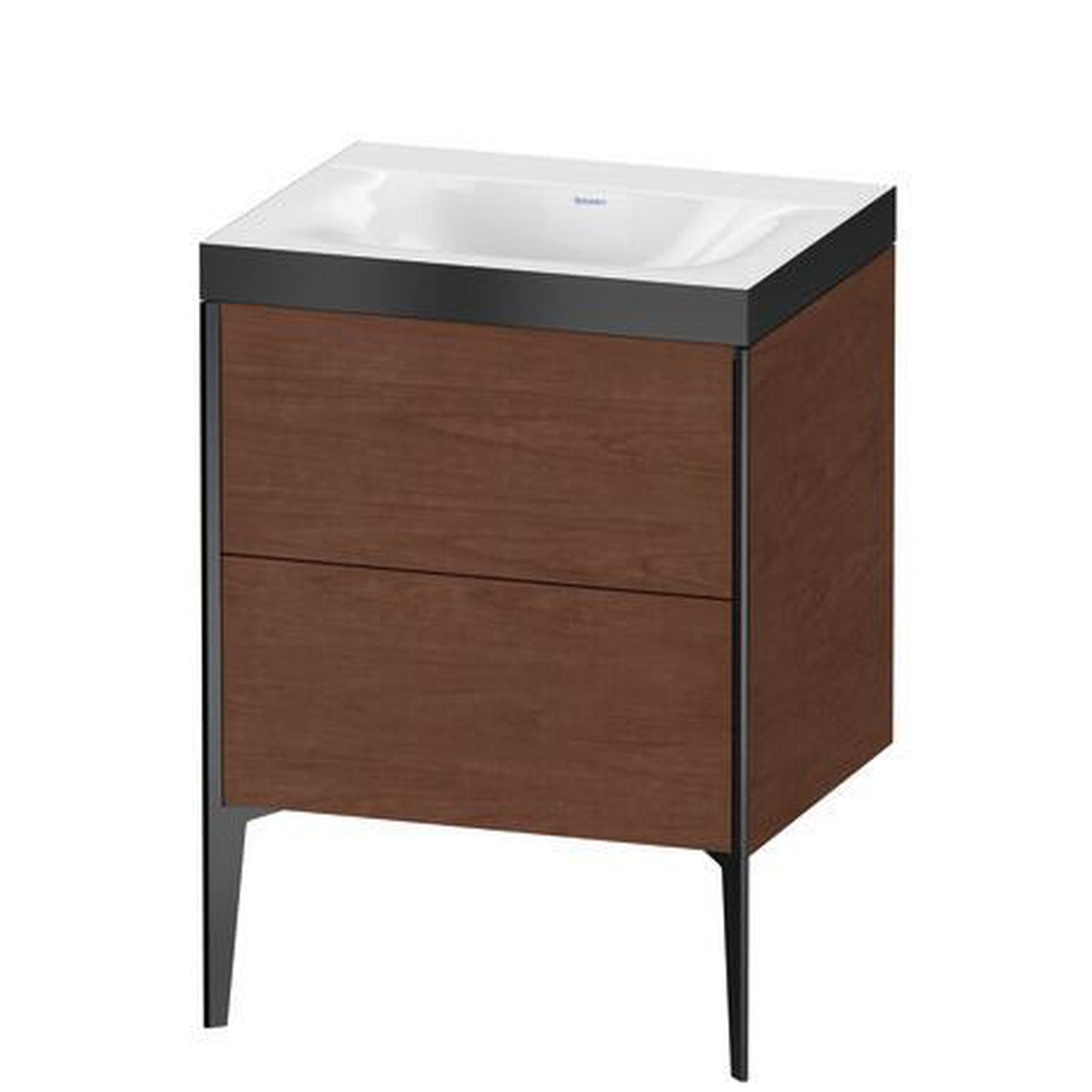 Duravit XViu 24" x 24" x 19" Two Drawer C-Bonded Floorstanding Vanity Kit Without Tap Hole, American Walnut (XV4709NB213P)