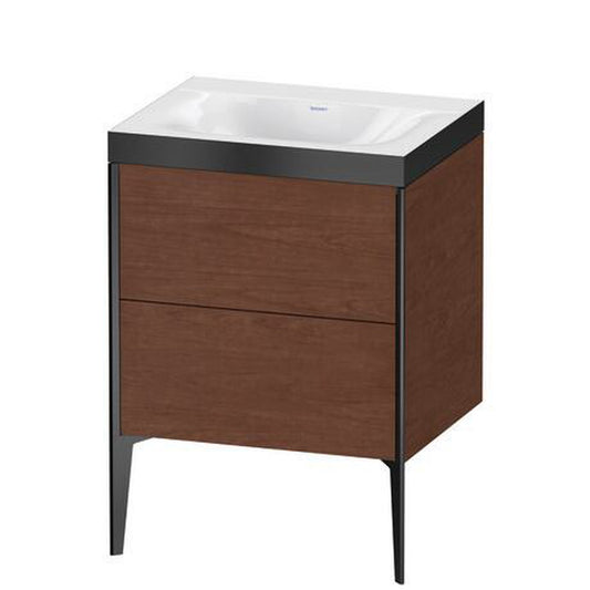 Duravit XViu 24" x 24" x 19" Two Drawer C-Bonded Floorstanding Vanity Kit Without Tap Hole, American Walnut (XV4709NB213P)