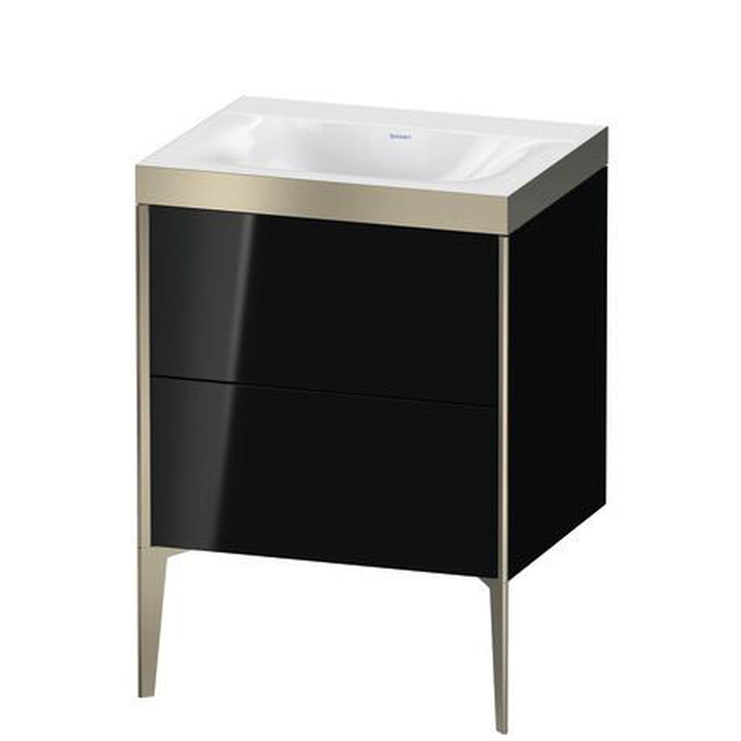 Duravit XViu 24" x 24" x 19" Two Drawer C-Bonded Floorstanding Vanity Kit Without Tap Hole, Black (XV4709NB140P)