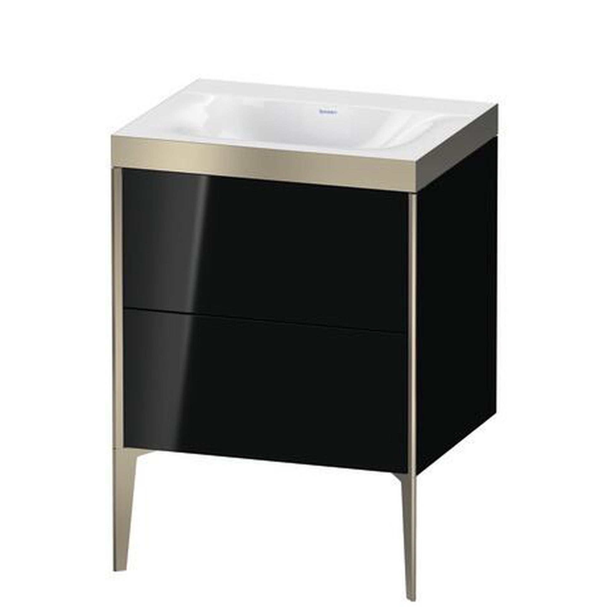 Duravit XViu 24" x 24" x 19" Two Drawer C-Bonded Floorstanding Vanity Kit Without Tap Hole, Black (XV4709NB140P)