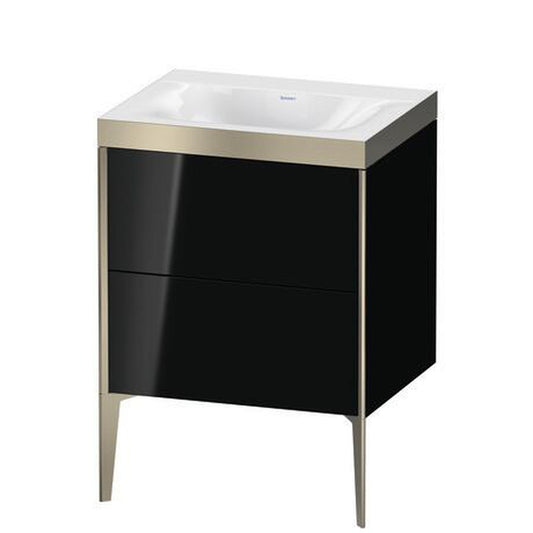 Duravit XViu 24" x 24" x 19" Two Drawer C-Bonded Floorstanding Vanity Kit Without Tap Hole, Black (XV4709NB140P)