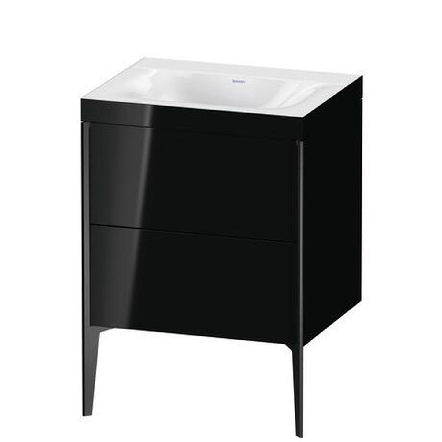 Duravit XViu 24" x 24" x 19" Two Drawer C-Bonded Floorstanding Vanity Kit Without Tap Hole, Black (XV4709NB240C)