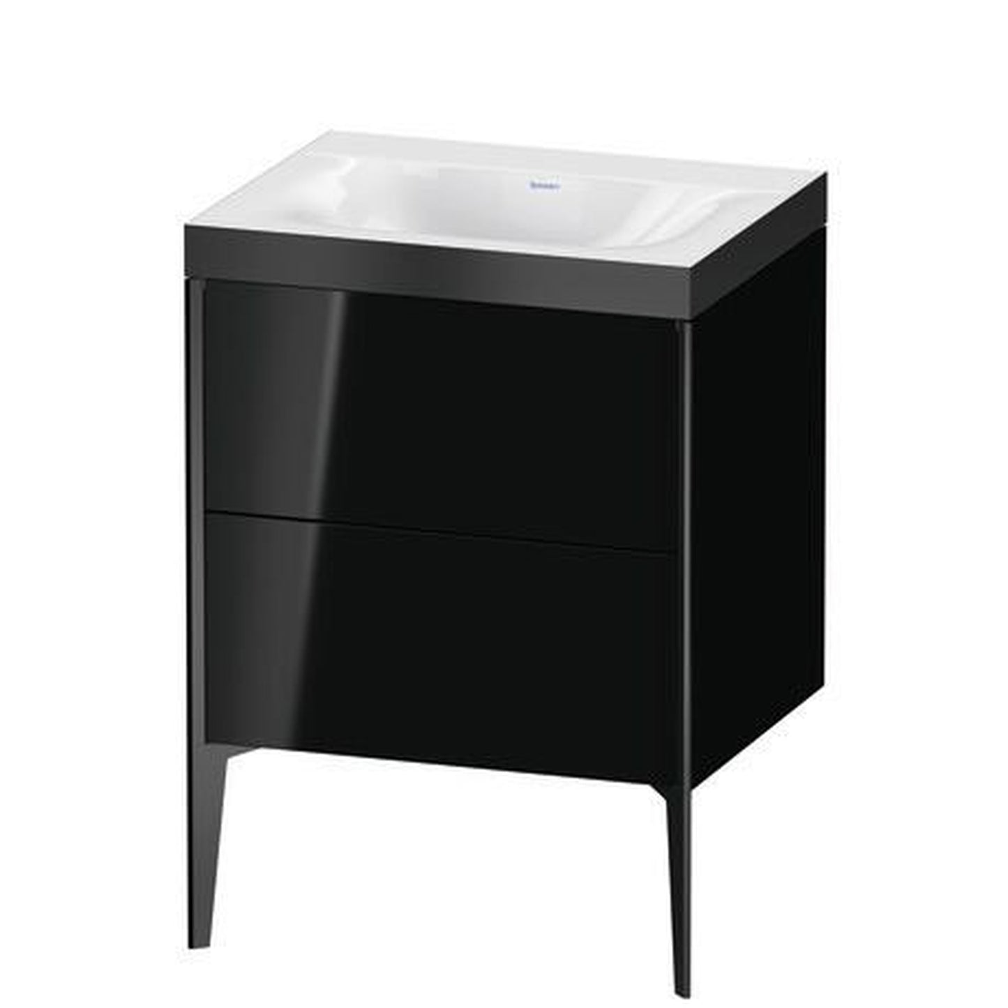 Duravit XViu 24" x 24" x 19" Two Drawer C-Bonded Floorstanding Vanity Kit Without Tap Hole, Black (XV4709NB240P)