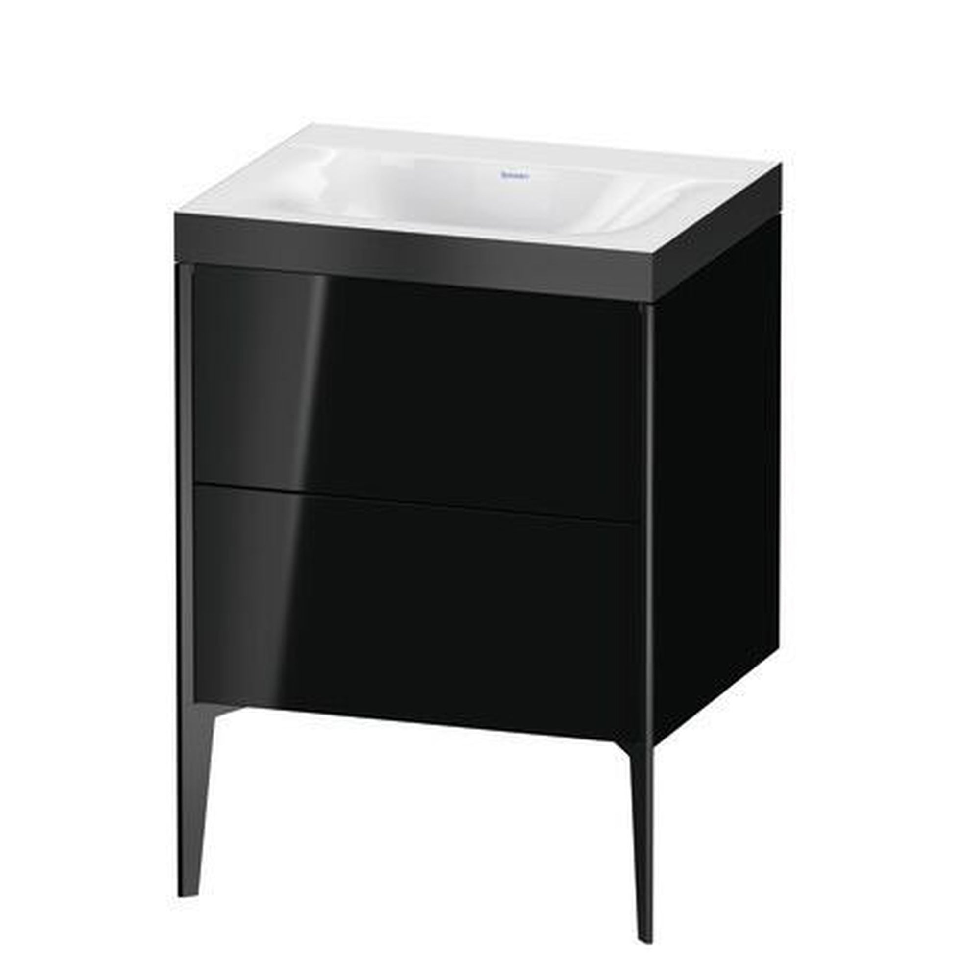 Duravit XViu 24" x 24" x 19" Two Drawer C-Bonded Floorstanding Vanity Kit Without Tap Hole, Black (XV4709NB240P)