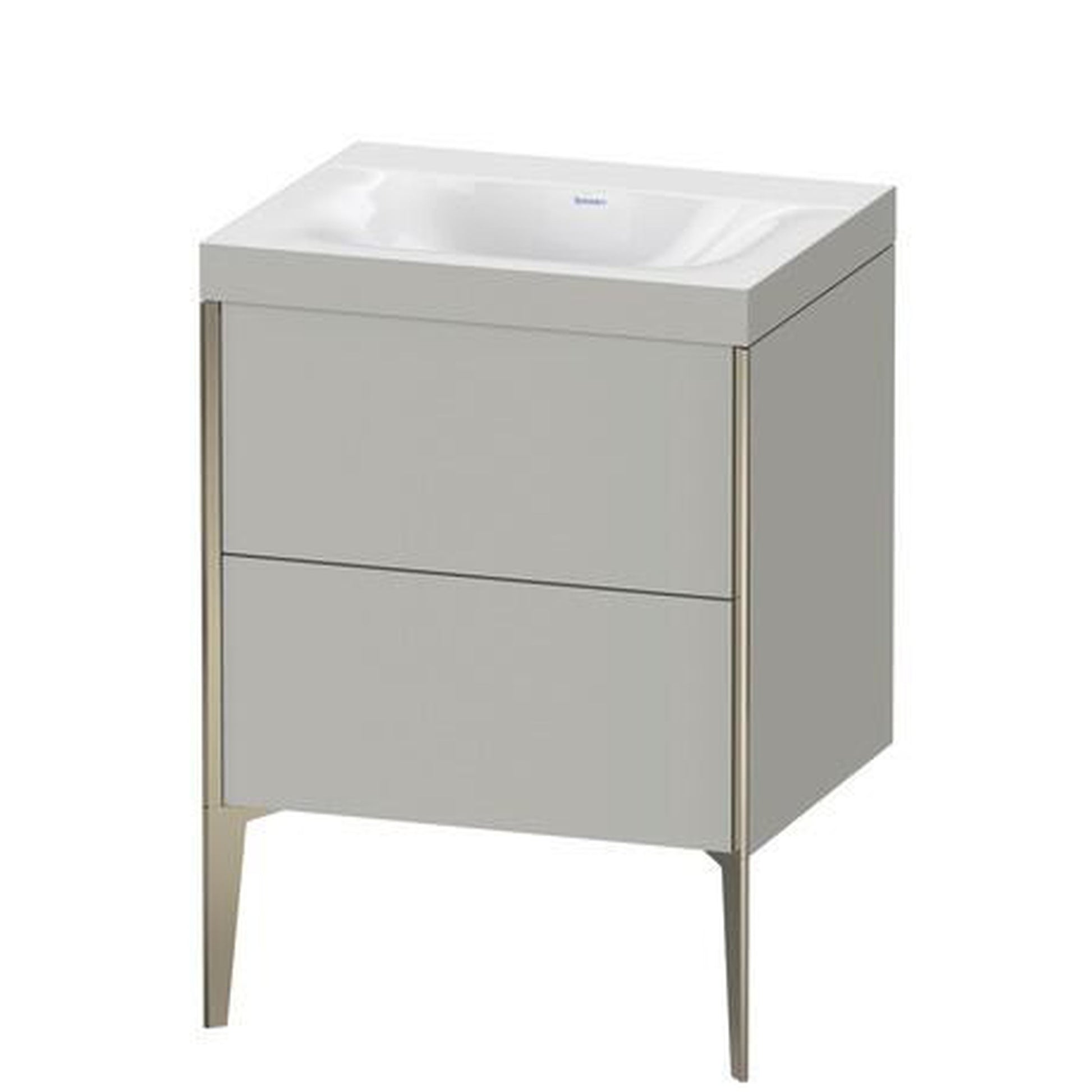 Duravit XViu 24" x 24" x 19" Two Drawer C-Bonded Floorstanding Vanity Kit Without Tap Hole, Concrete Gray (XV4709NB107C)