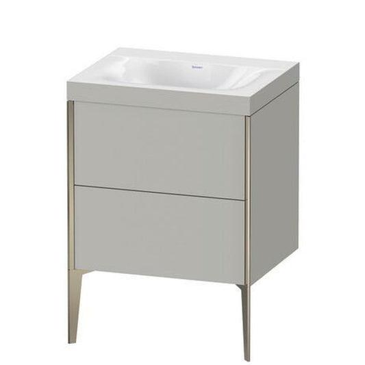 Duravit XViu 24" x 24" x 19" Two Drawer C-Bonded Floorstanding Vanity Kit Without Tap Hole, Concrete Gray (XV4709NB107C)