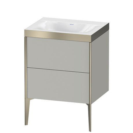 Duravit XViu 24" x 24" x 19" Two Drawer C-Bonded Floorstanding Vanity Kit Without Tap Hole, Concrete Gray (XV4709NB107P)
