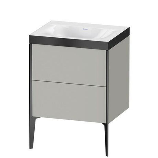 Duravit XViu 24" x 24" x 19" Two Drawer C-Bonded Floorstanding Vanity Kit Without Tap Hole, Concrete Gray (XV4709NB207P)