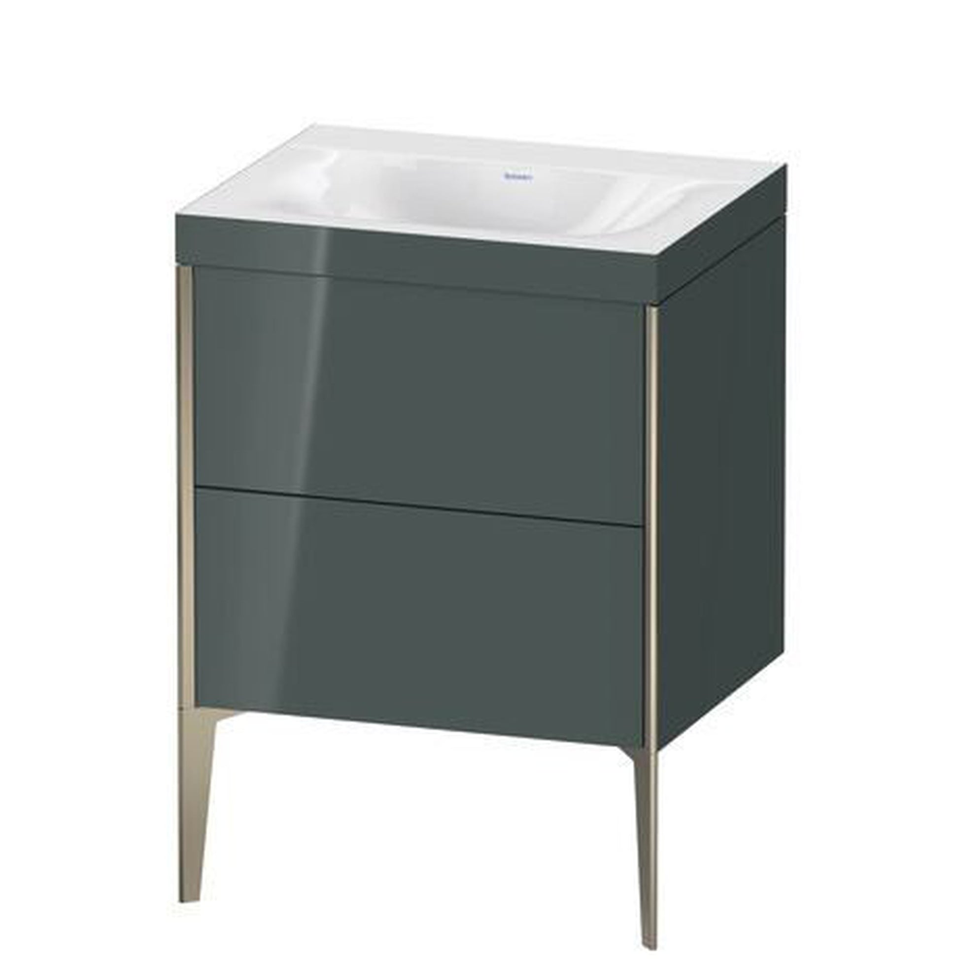 Duravit XViu 24" x 24" x 19" Two Drawer C-Bonded Floorstanding Vanity Kit Without Tap Hole, Dolomite Gray (XV4709NB138C)