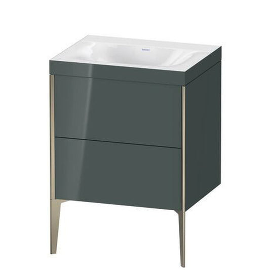 Duravit XViu 24" x 24" x 19" Two Drawer C-Bonded Floorstanding Vanity Kit Without Tap Hole, Dolomite Gray (XV4709NB138C)