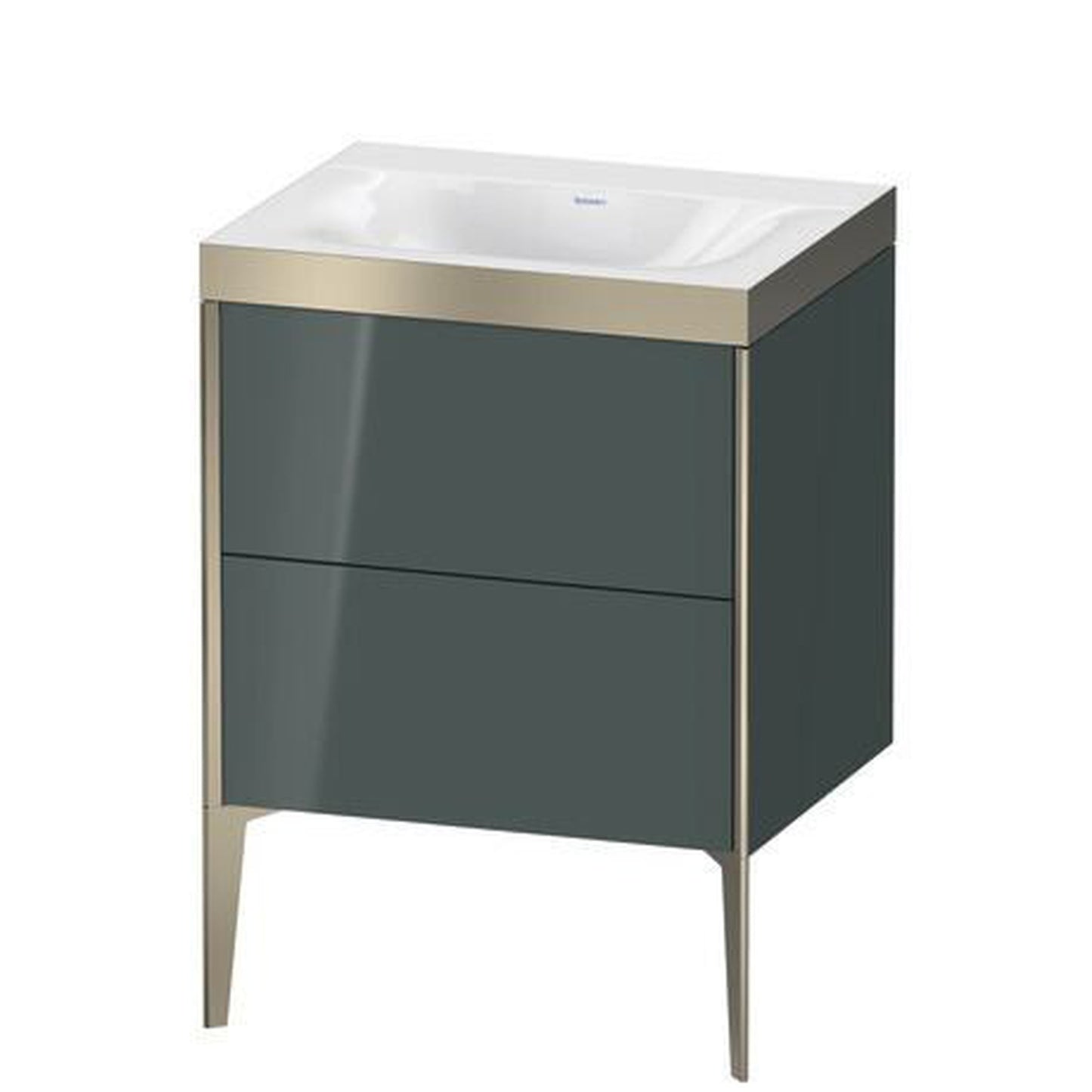 Duravit XViu 24" x 24" x 19" Two Drawer C-Bonded Floorstanding Vanity Kit Without Tap Hole, Dolomite Gray (XV4709NB138P)