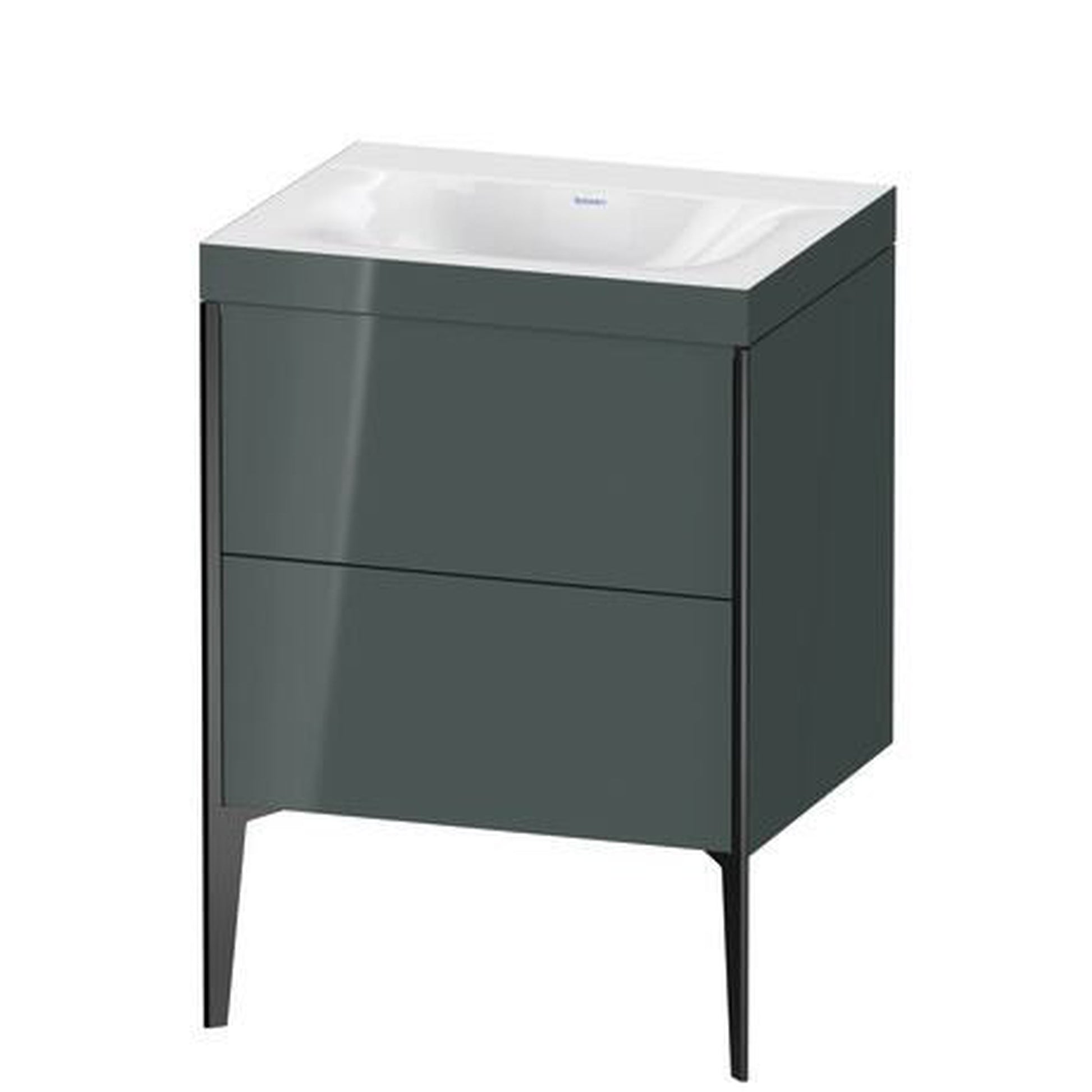 Duravit XViu 24" x 24" x 19" Two Drawer C-Bonded Floorstanding Vanity Kit Without Tap Hole, Dolomite Gray (XV4709NB238C)