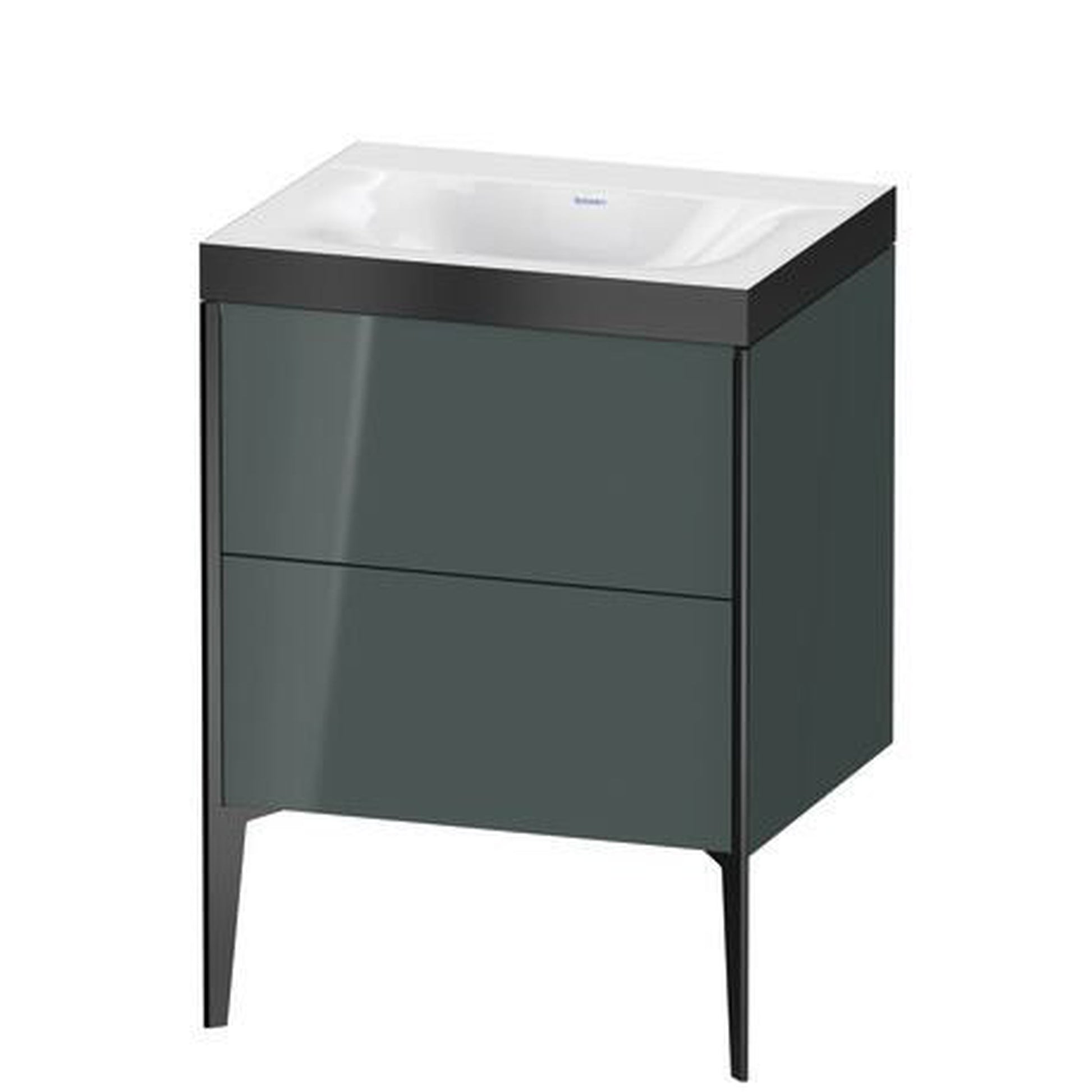 Duravit XViu 24" x 24" x 19" Two Drawer C-Bonded Floorstanding Vanity Kit Without Tap Hole, Dolomite Gray (XV4709NB238P)