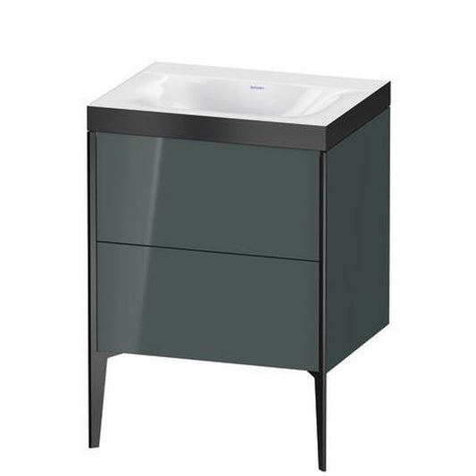Duravit XViu 24" x 24" x 19" Two Drawer C-Bonded Floorstanding Vanity Kit Without Tap Hole, Dolomite Gray (XV4709NB238P)