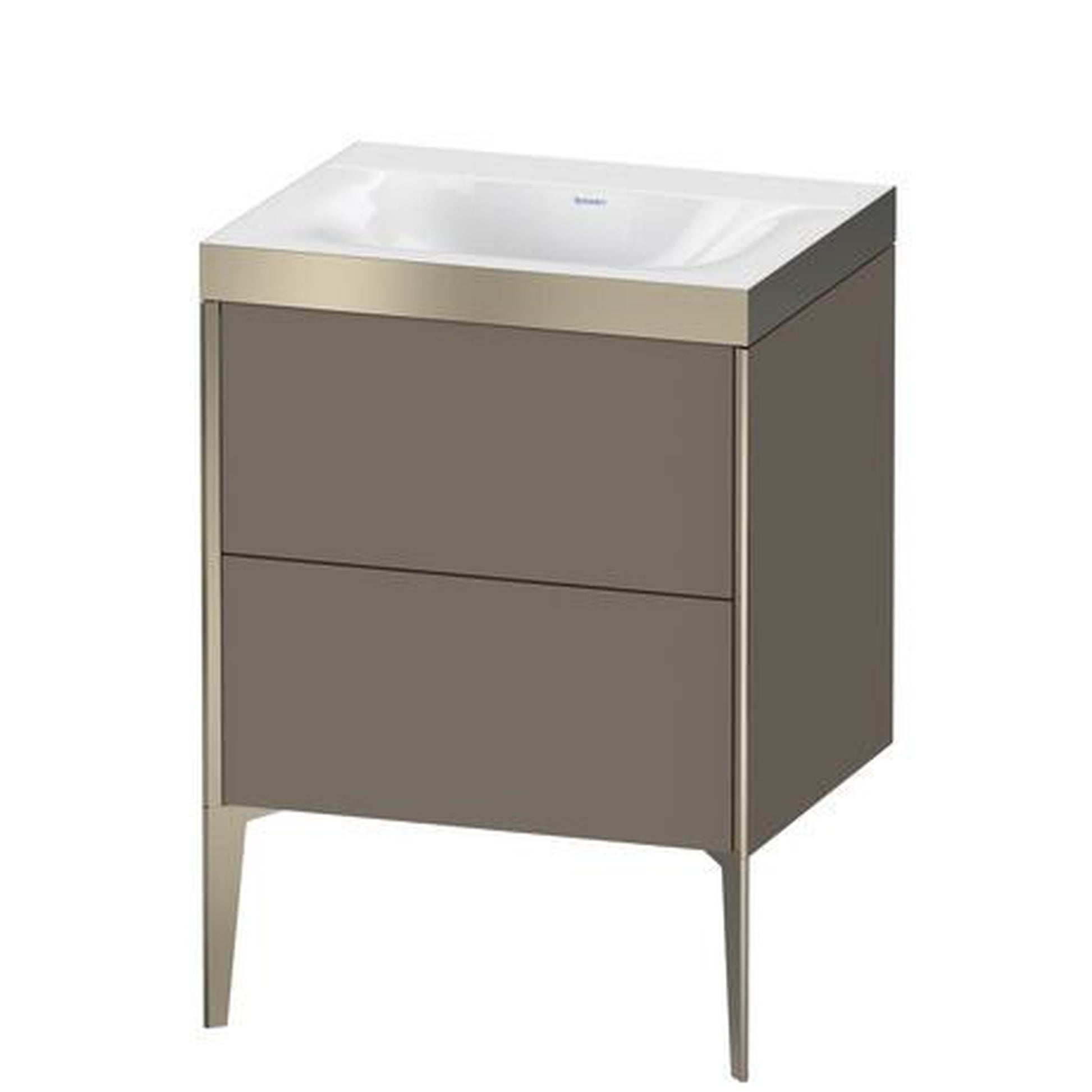 Duravit XViu 24" x 24" x 19" Two Drawer C-Bonded Floorstanding Vanity Kit Without Tap Hole, Flannel Gray (XV4709NB190P)