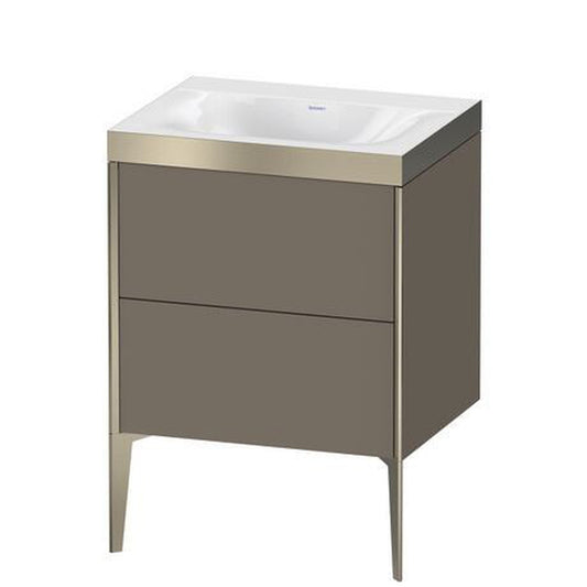 Duravit XViu 24" x 24" x 19" Two Drawer C-Bonded Floorstanding Vanity Kit Without Tap Hole, Flannel Gray (XV4709NB190P)