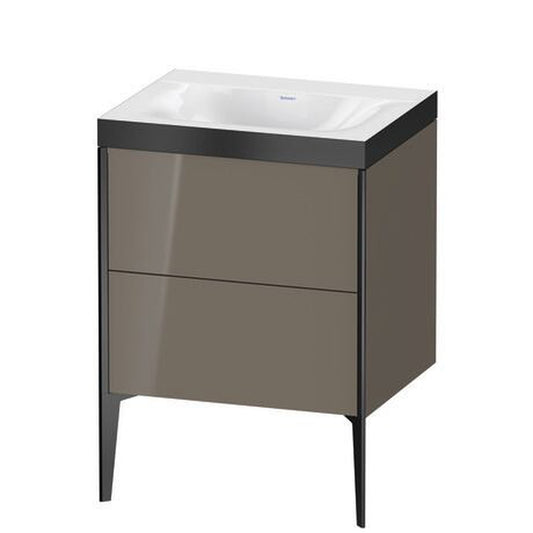 Duravit XViu 24" x 24" x 19" Two Drawer C-Bonded Floorstanding Vanity Kit Without Tap Hole, Flannel Gray (XV4709NB289P)