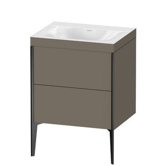 Duravit XViu 24" x 24" x 19" Two Drawer C-Bonded Floorstanding Vanity Kit Without Tap Hole, Flannel Gray (XV4709NB290C)
