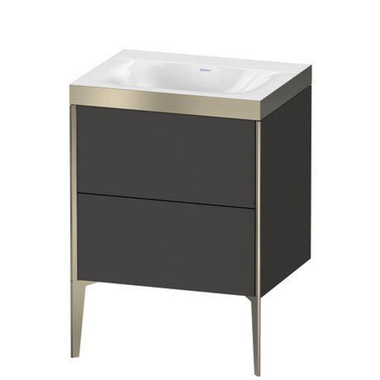 Duravit XViu 24" x 24" x 19" Two Drawer C-Bonded Floorstanding Vanity Kit Without Tap Hole, Graphite (XV4709NB180P)