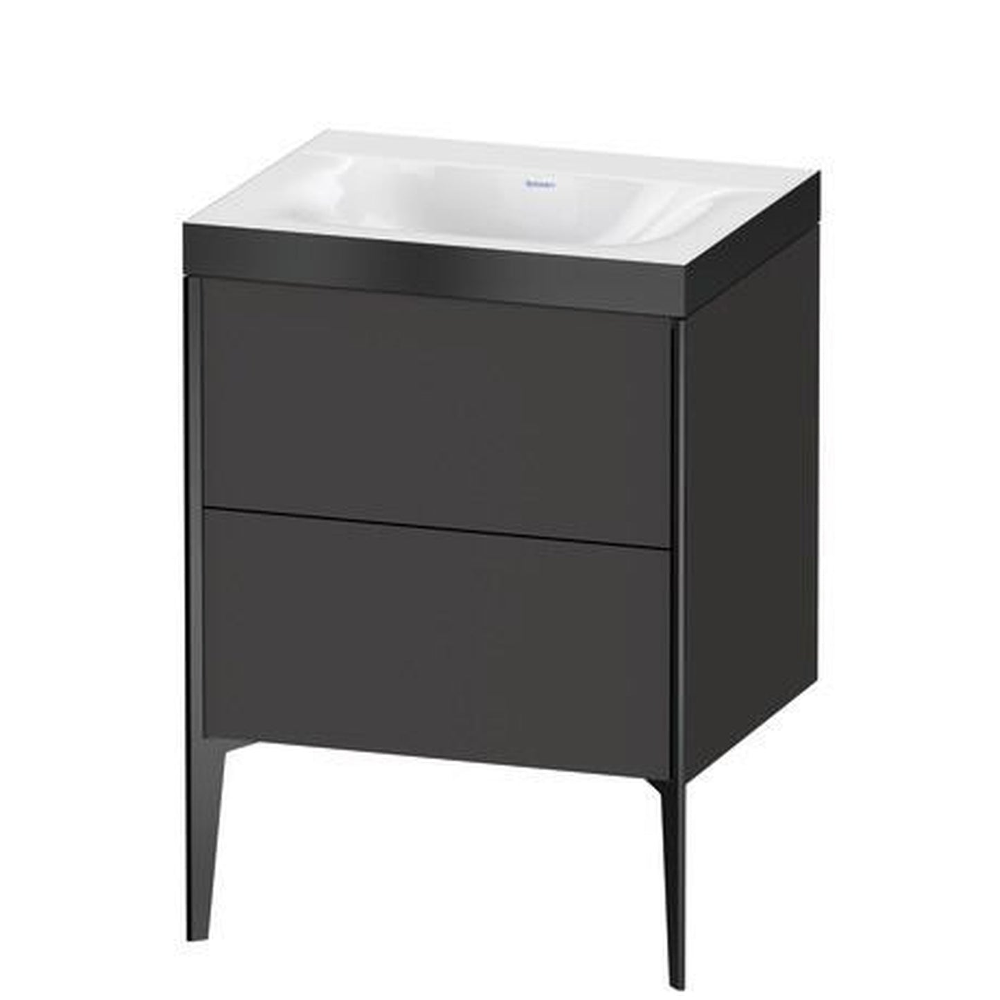 Duravit XViu 24" x 24" x 19" Two Drawer C-Bonded Floorstanding Vanity Kit Without Tap Hole, Graphite (XV4709NB280P)