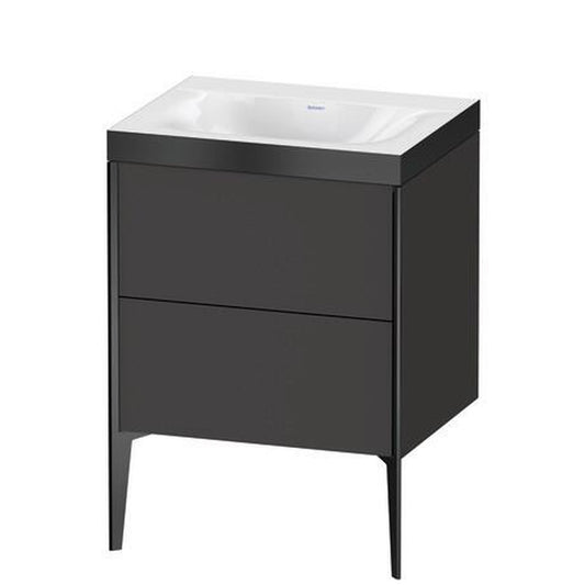 Duravit XViu 24" x 24" x 19" Two Drawer C-Bonded Floorstanding Vanity Kit Without Tap Hole, Graphite (XV4709NB280P)