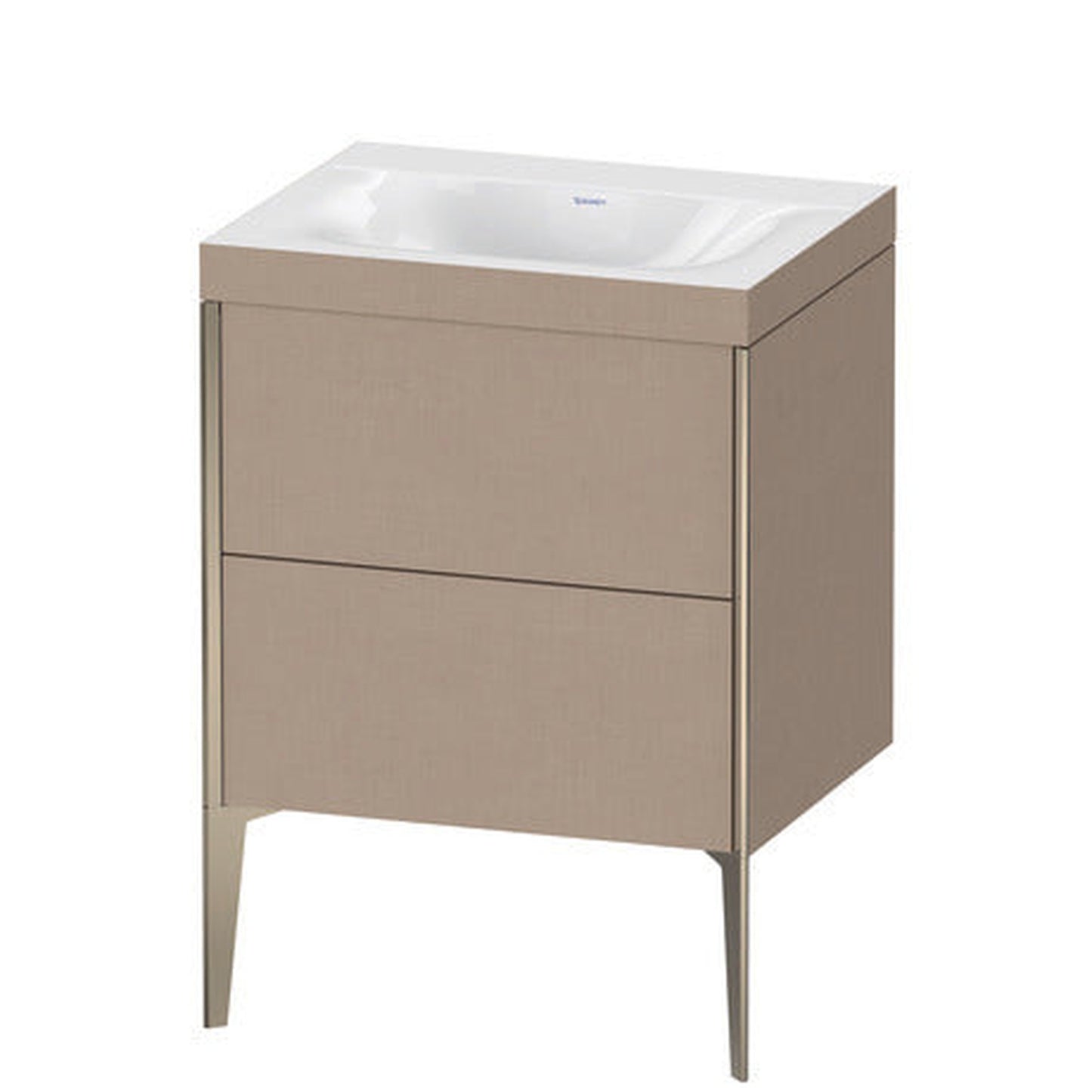 Duravit XViu 24" x 24" x 19" Two Drawer C-Bonded Floorstanding Vanity Kit Without Tap Hole, Linen (XV4709NB175C)