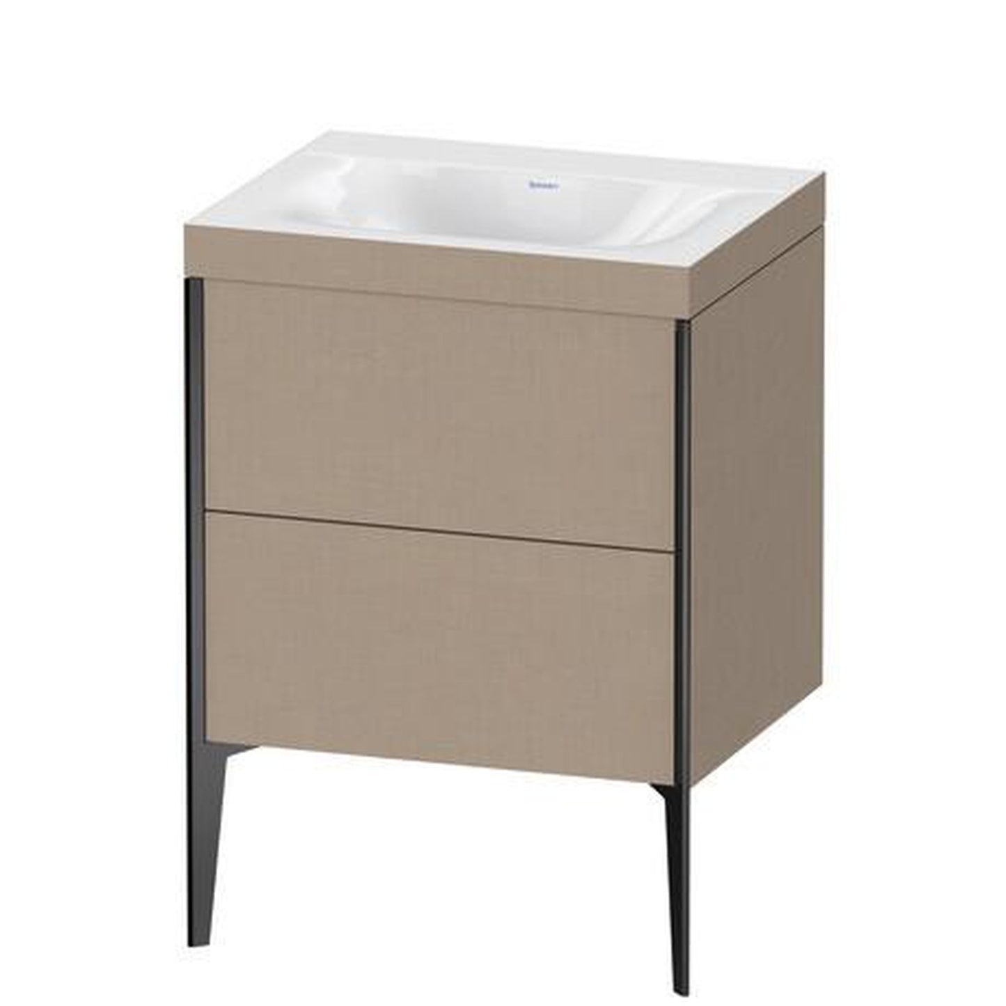 Duravit XViu 24" x 24" x 19" Two Drawer C-Bonded Floorstanding Vanity Kit Without Tap Hole, Linen (XV4709NB275C)