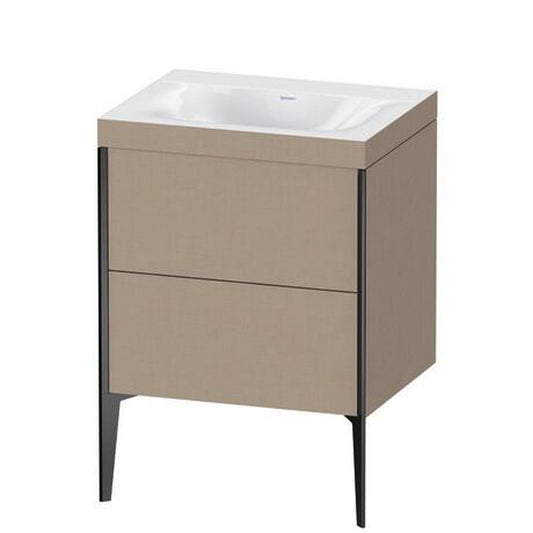 Duravit XViu 24" x 24" x 19" Two Drawer C-Bonded Floorstanding Vanity Kit Without Tap Hole, Linen (XV4709NB275C)
