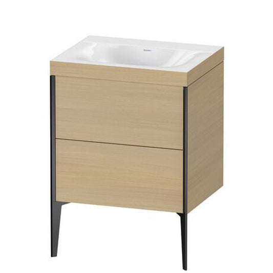 Duravit XViu 24" x 24" x 19" Two Drawer C-Bonded Floorstanding Vanity Kit Without Tap Hole, Mediterranean Oak (XV4709NB271C)