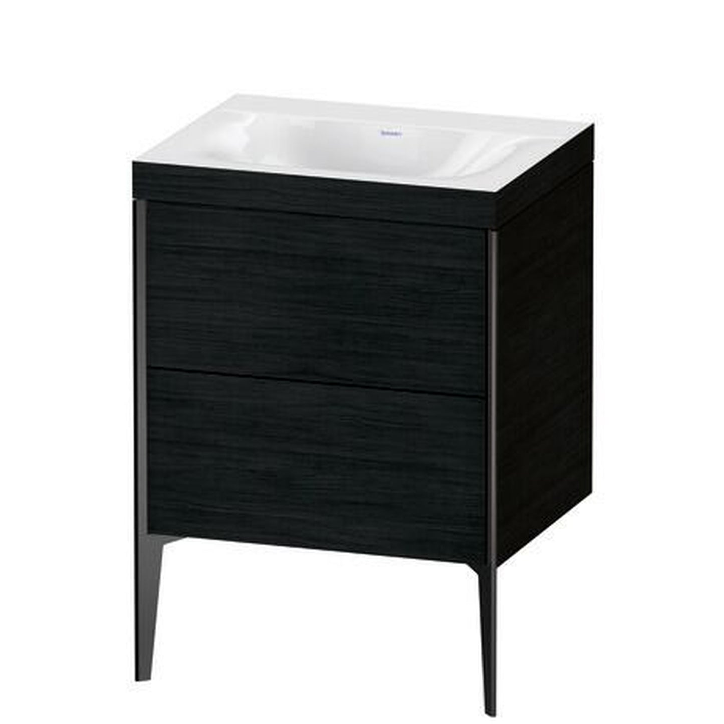 Duravit XViu 24" x 24" x 19" Two Drawer C-Bonded Floorstanding Vanity Kit Without Tap Hole, Oak Black (XV4709NB216C)