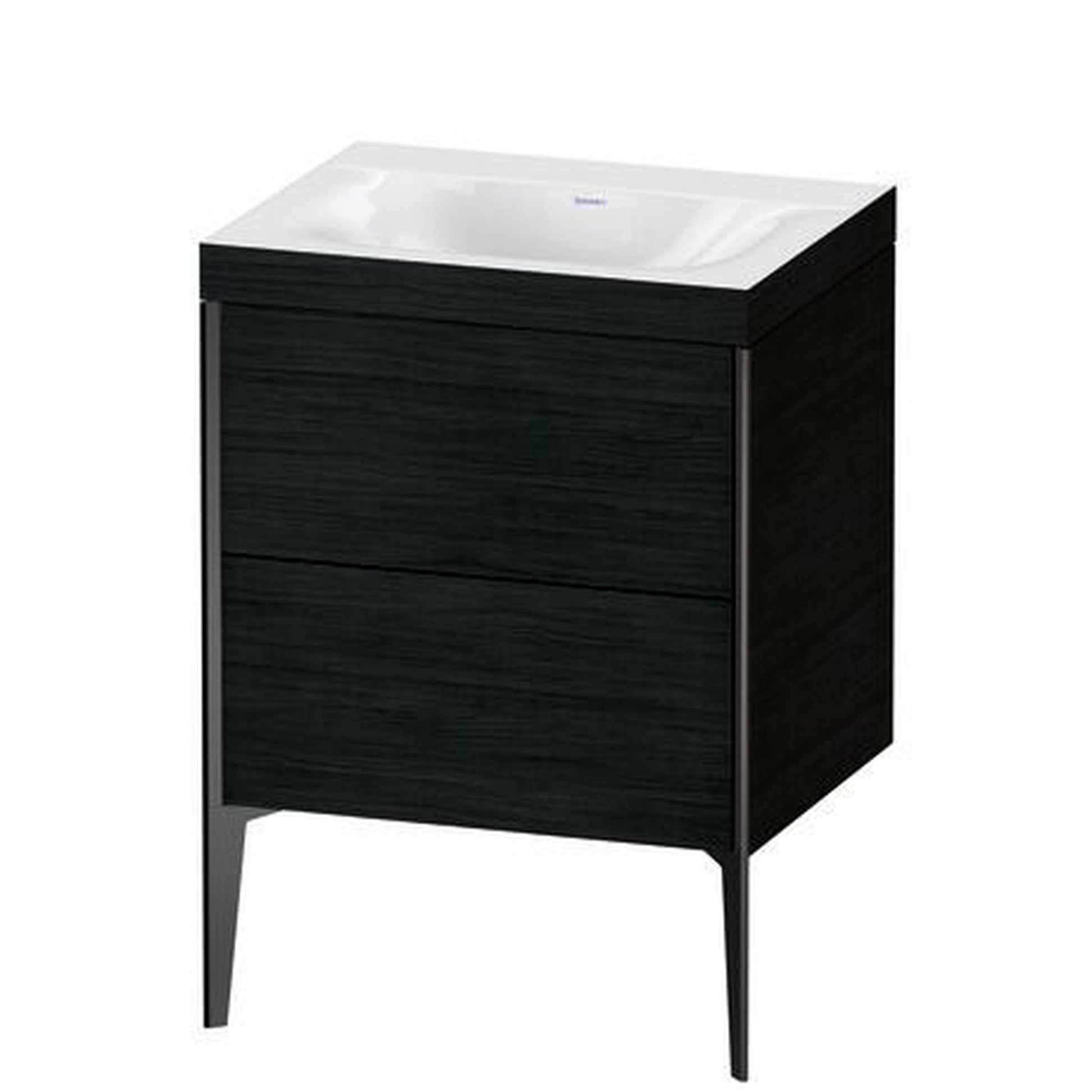 Duravit XViu 24" x 24" x 19" Two Drawer C-Bonded Floorstanding Vanity Kit Without Tap Hole, Oak Black (XV4709NB216C)