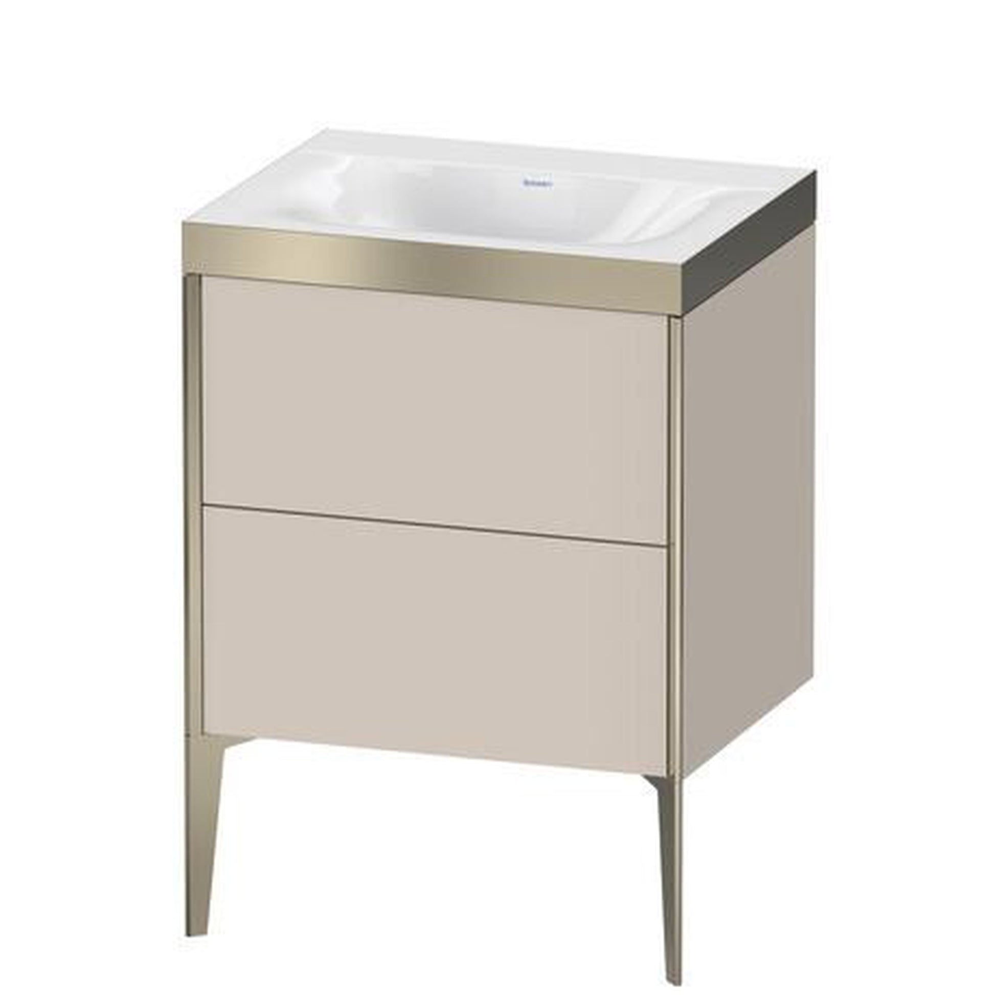 Duravit XViu 24" x 24" x 19" Two Drawer C-Bonded Floorstanding Vanity Kit Without Tap Hole, Taupe (XV4709NB191P)