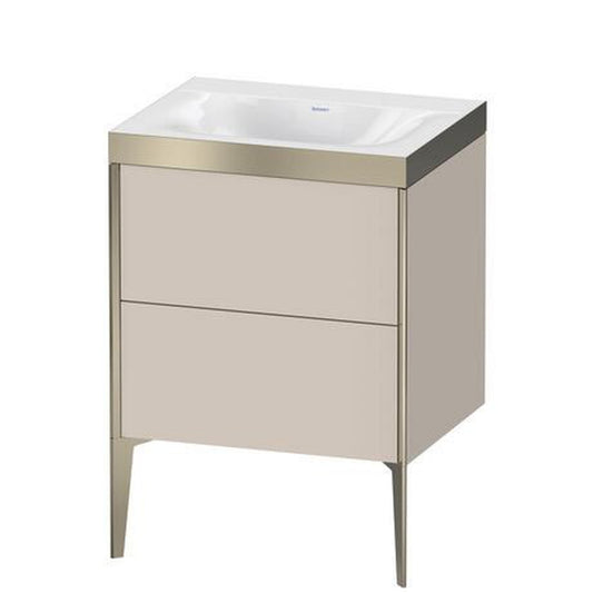 Duravit XViu 24" x 24" x 19" Two Drawer C-Bonded Floorstanding Vanity Kit Without Tap Hole, Taupe (XV4709NB191P)