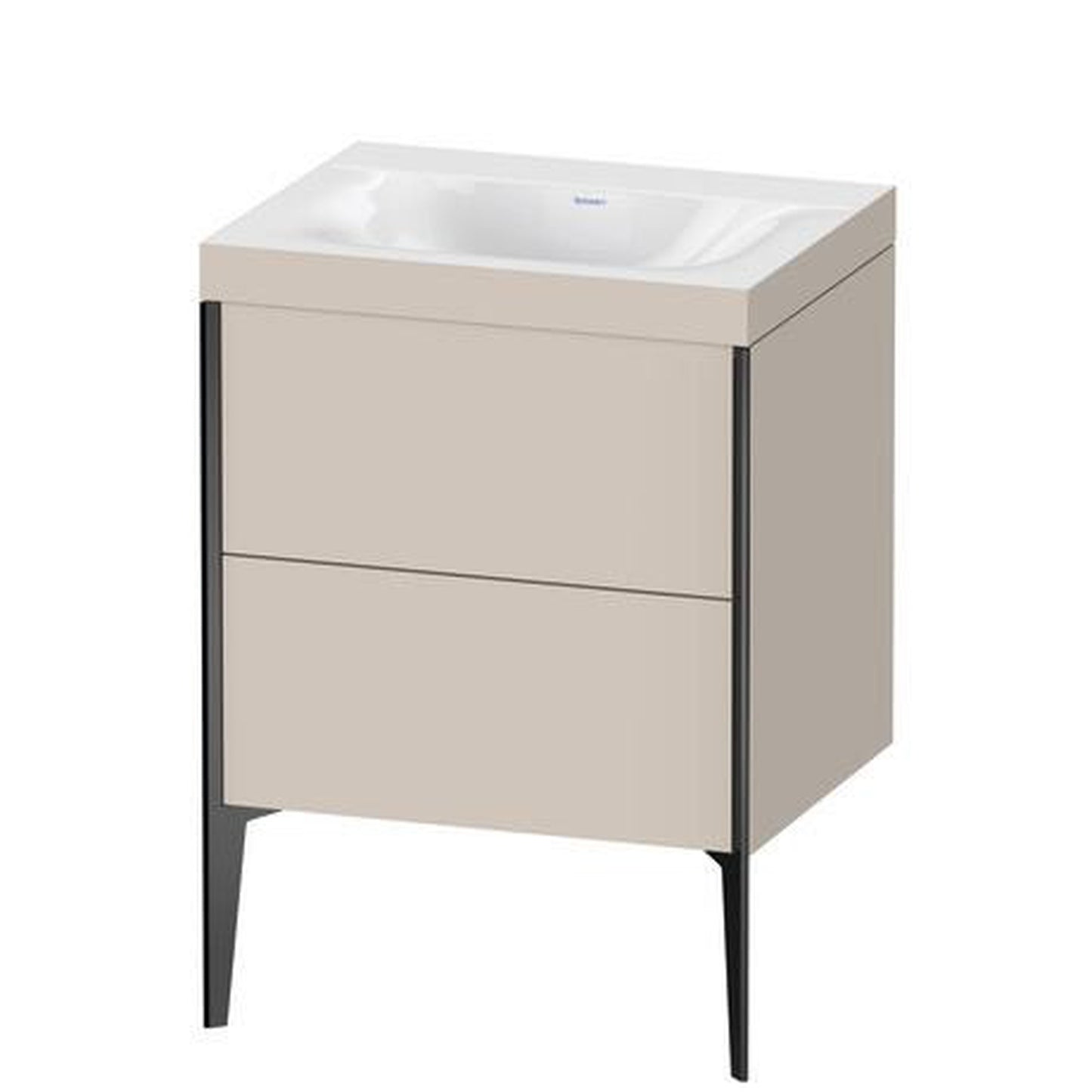 Duravit XViu 24" x 24" x 19" Two Drawer C-Bonded Floorstanding Vanity Kit Without Tap Hole, Taupe (XV4709NB291C)